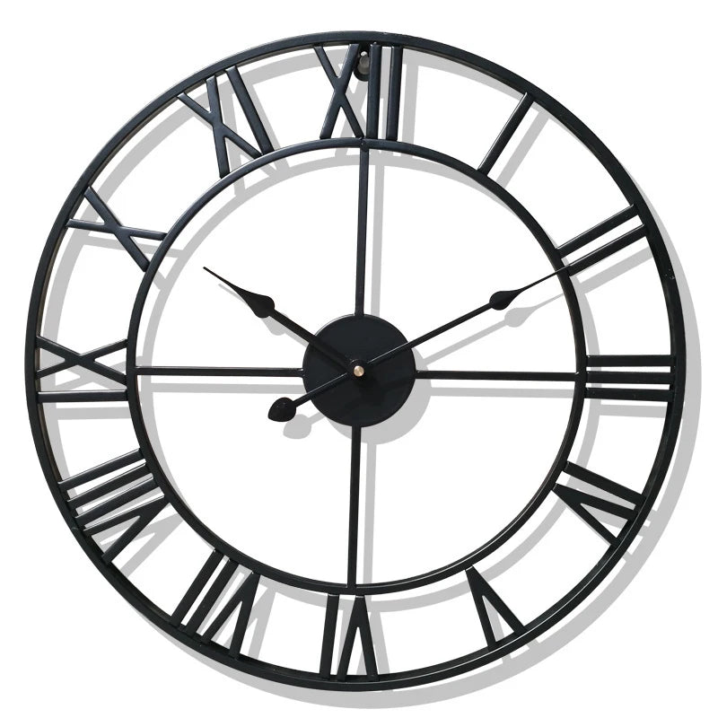 Orologi da parete 3D in metallo di grandi dimensioni, numeri romani.