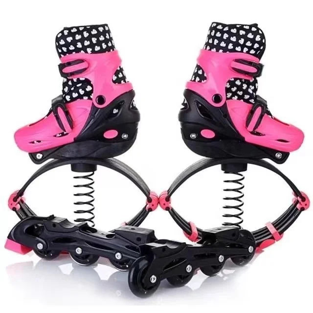 Sneakers da salto a doppio scopo: Pattini a rotelle in linea 4 ruote oppure scarpe da rimbalzo a molla.
