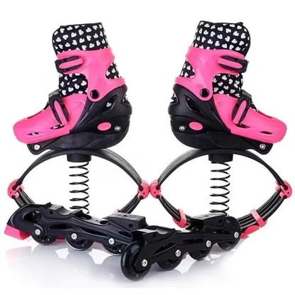 Sneakers da salto a doppio scopo: Pattini a rotelle in linea 4 ruote oppure scarpe da rimbalzo a molla.