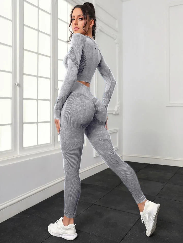 Tuta vita alta con top. Set 2 pezzi sportivo/casual da donna, colori a scelta, misura dalla S alla L.