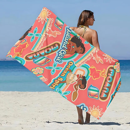 Asciugamano per bambini con immagini cartone animato “M-Moana” a trasferimento termico.  In microfibra ad asciugatura e duraturo.