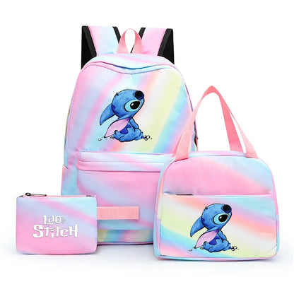 Zaino, borsetta e astuccio immagini 3D  cartoni animati, in nylon poliestere.  Spazioso e alla Moda, Perfetto per Scuola, Viaggi e Tempo Libero.