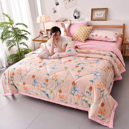 Trapunta sottile estiva fresca in cotone di alta qualità, colori assortiti, 3 misure disponibili.