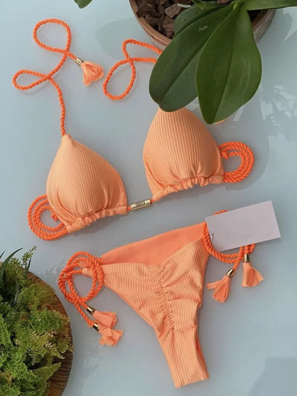 Costume da bagno da donna. Set 2 Pezzi a triangolo, chiusura a lacci regolabile, asciugatura rapida, non si restringe.
