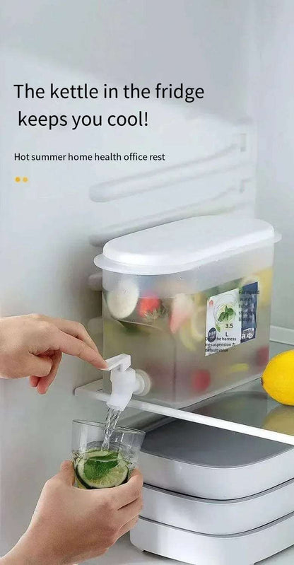 Brocca per acqua fredda di grande capacità, 3,5L.  Distributore di bevande ghiacciate con rubinetto per frigorifero.
