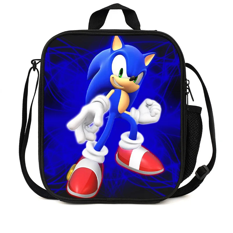 Zaino-borsa-astuccio immagini 3D  cartone animato “Sonic”, in nylon poliestere.  Spazioso e alla Moda, Perfetto per Scuola, Viaggi e Tempo Libero.