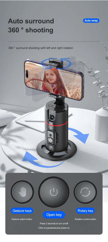 Nuovo stabilizzatore cardanico integrato con rotazione a 360 gradi, con telecomando per fotografia con movimento, rilevamento del viso.