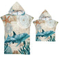 Asciugamano poncho per adulti e bambini con cappuccio.  Per sauna, spa, spiaggia, piscina.