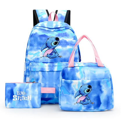Zaino, borsetta e astuccio immagini 3D  cartoni animati, in nylon poliestere.  Spazioso e alla Moda, Perfetto per Scuola, Viaggi e Tempo Libero.
