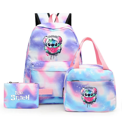Zaino, borsetta e astuccio immagini 3D  cartoni animati, in nylon poliestere.  Spazioso e alla Moda, Perfetto per Scuola, Viaggi e Tempo Libero.