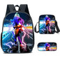 Zaino-borsa-astuccio immagini 3D  cartone animato “Sonic”, in nylon poliestere.  Spazioso e alla Moda, Perfetto per Scuola, Viaggi e Tempo Libero.