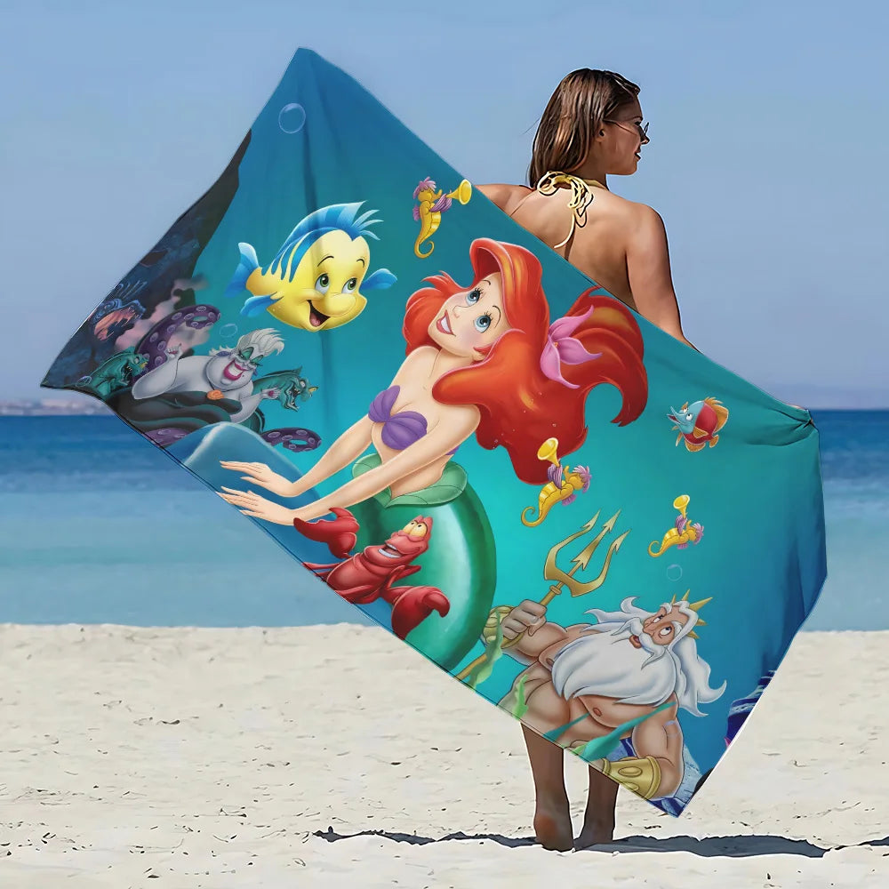 Asciugamano da spiaggia con immagini Principessa Ariel. In microfibra, anti-sabbia, asciugatura rapida.
