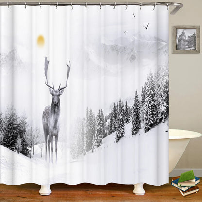 Tende da doccia in tessuto stampato con animali 3D. Tenda da bagno impermeabile con decorazioni con ganci.