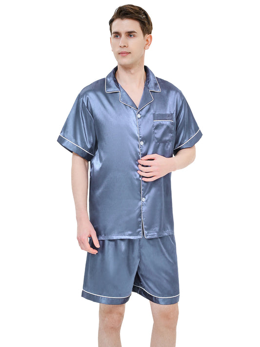 Pigiama Estivo da Uomo 2 Pezzi: Maglia a Maniche Corte e Pantaloni Corti per Comfort e Freschezza.