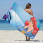 Asciugamano da spiaggia con immagini Principessa Ariel. In microfibra, anti-sabbia, asciugatura rapida.