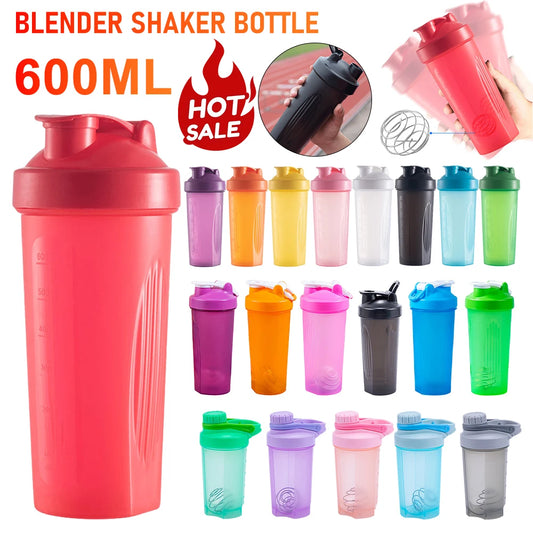 Shaker da 600 ml. Tappo a prova di perdite. Leggero e portatile, ideale per palestra, allenamento fitness, etc.