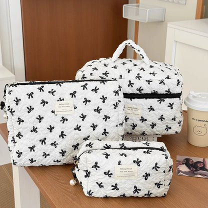 🧳 Beauty-Case Organizer da Viaggio – 3 Misure in Cotone e Nylon | Eleganza, Praticità e Capacità.