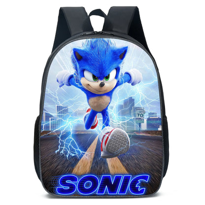 Zaino-borsa-astuccio immagini 3D  cartone animato “Sonic”, in nylon poliestere.  Spazioso e alla Moda, Perfetto per Scuola, Viaggi e Tempo Libero.