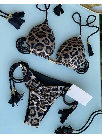 Costume da bagno da donna. Set 2 Pezzi a triangolo, chiusura a lacci regolabile, asciugatura rapida, non si restringe.