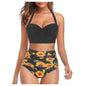 Costume bichini, set 2 pezzi a fascia larga, da donna. Push-up con stampa floreale: eleganza, dinamismo, comfort.