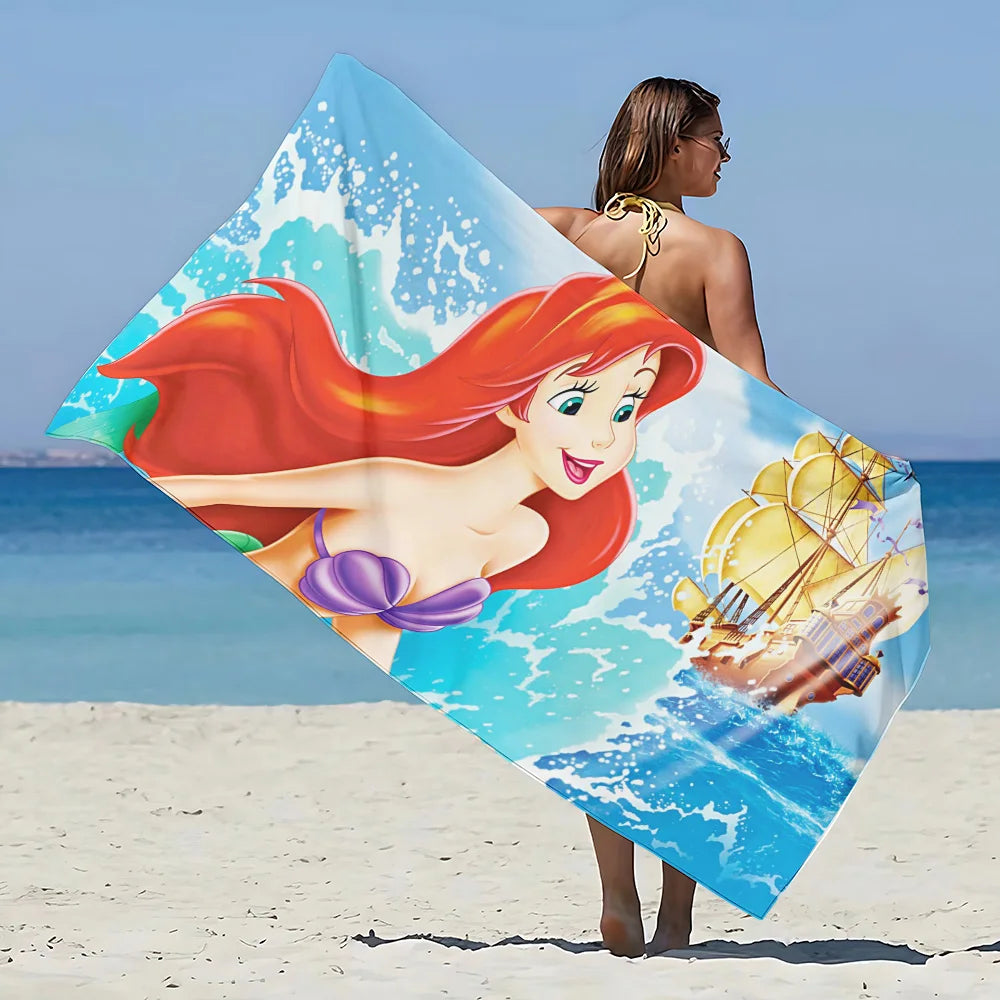 Asciugamano da spiaggia con immagini Principessa Ariel. In microfibra, anti-sabbia, asciugatura rapida.