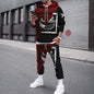 Tuta sportiva autunno/inverno, completo maglia con cappuccio e pantaloni, stampa 3D, colori e immagini a scelta.
