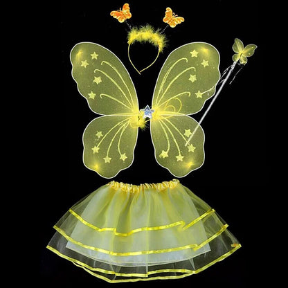 Abito fata con le ali 5/8 anni. Set 4 pezzi per carnevale, cosplay, feste. Colore  a scelta.
