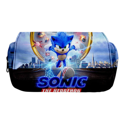 Zaino-borsa-astuccio immagini 3D  cartone animato “Sonic”, in nylon poliestere.  Spazioso e alla Moda, Perfetto per Scuola, Viaggi e Tempo Libero.