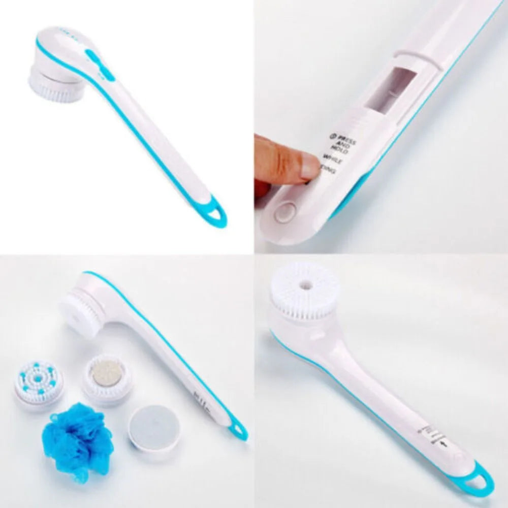 Spazzola elettrica bagno e doccia 5 in 1 per massaggio, pulizia della schiena e del corpo.