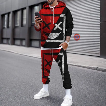 Tuta sportiva autunno/inverno, completo maglia con cappuccio e pantaloni, stampa 3D, colori e immagini a scelta.