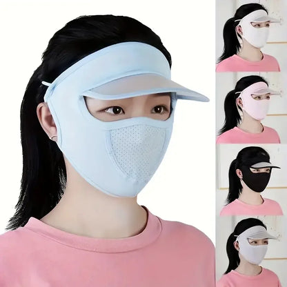 Maschera estiva sottile con visiera per protezione solare. Traspirante, lavabile, protezione UV.