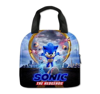 Zaino-borsa-astuccio immagini 3D  cartone animato “Sonic”, in nylon poliestere.  Spazioso e alla Moda, Perfetto per Scuola, Viaggi e Tempo Libero.