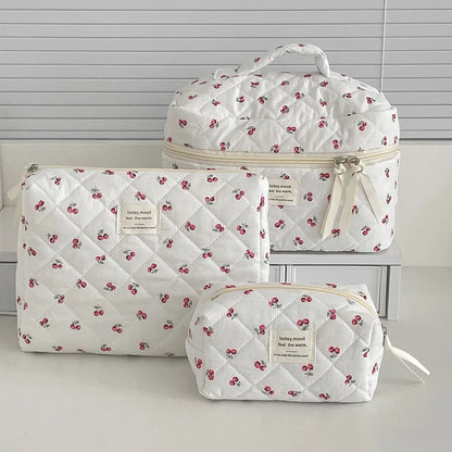 🧳 Beauty-Case Organizer da Viaggio – 3 Misure in Cotone e Nylon | Eleganza, Praticità e Capacità.