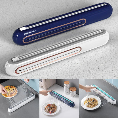 Porta pellicola trasparente per alimenti. Contenitore per pellicola  trasparente con taglierina e magnete per montaggio.