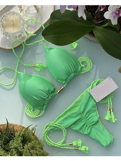 Costume da bagno da donna. Set 2 Pezzi a triangolo, chiusura a lacci regolabile, asciugatura rapida, non si restringe.