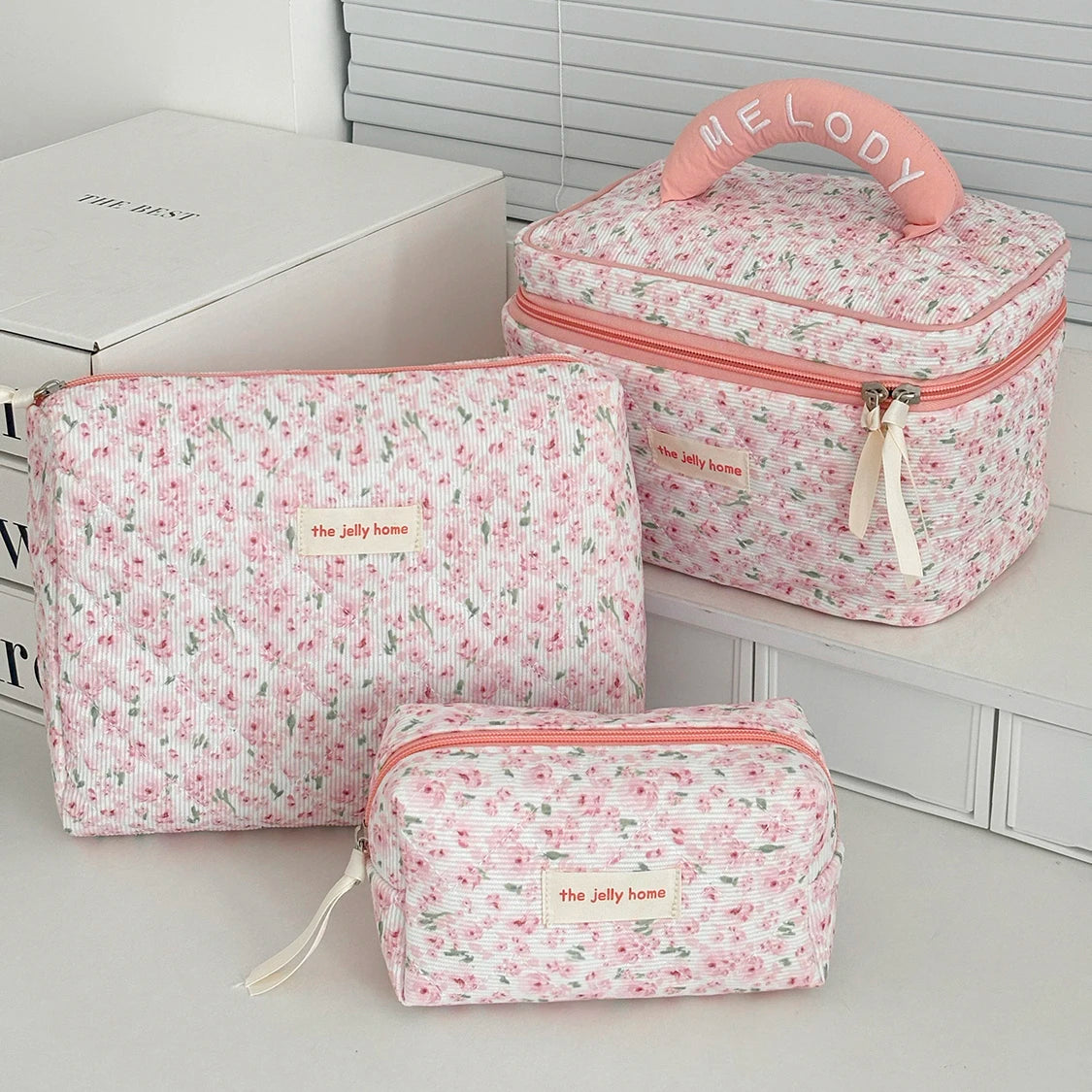 🧳 Beauty-Case Organizer da Viaggio – 3 Misure in Cotone e Nylon | Eleganza, Praticità e Capacità.
