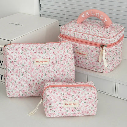 🧳 Beauty-Case Organizer da Viaggio – 3 Misure in Cotone e Nylon | Eleganza, Praticità e Capacità.