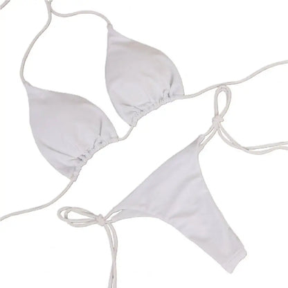 Costume Da Bagno “Perizoma” da Donna. Set 2 Pezzi Tinta Unita con Cinturino Regolabile.