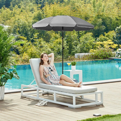 Ombrellone rotondo, resistente ai raggi UV, impermeabile, altezza regolabile, angolazione fino 45°.