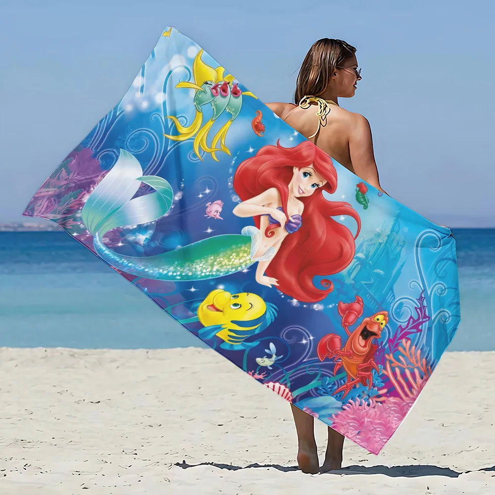 Asciugamano da spiaggia con immagini Principessa Ariel. In microfibra, anti-sabbia, asciugatura rapida.