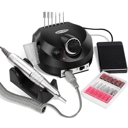 Trapano/smerigliatore elettrico per unghie. Potente motore da 35000 giri/min, a basso rumore. Kit completo di frese per unghie professionali per manicure e pedicure.