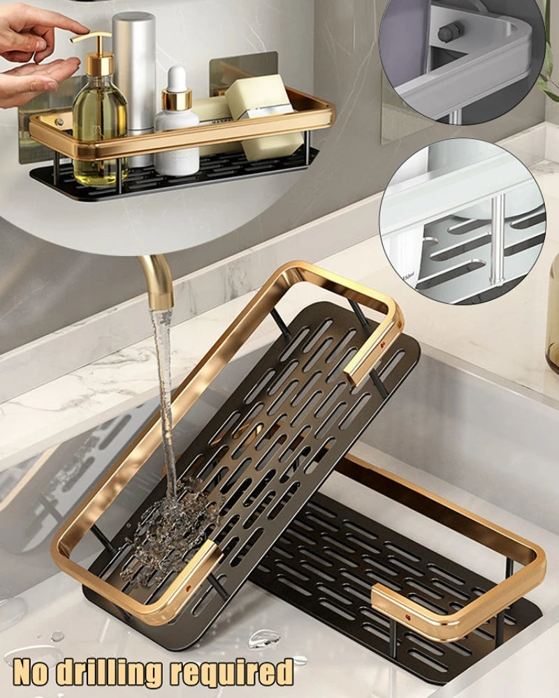 Scaffale organizzatore da bagno, per doccia in lega di alluminio, porta shampoo, bagno/doccia schiuma, multi-oggetti, senza bisogno di fare fori.