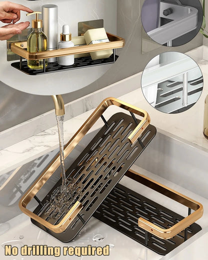 Scaffale organizzatore da bagno, per doccia in lega di alluminio, porta shampoo, bagno/doccia schiuma, multi-oggetti, senza bisogno di fare fori.