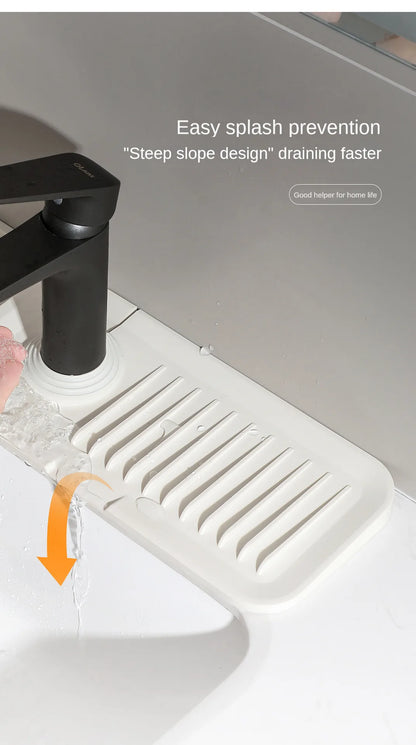 Tappetino antigoccia multiuso da lavandino per riporre il sapone da toilette. Design con pendenza per un drenaggio rapido dell'acqua.