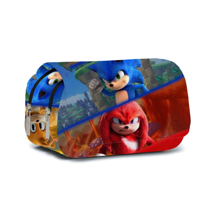 Zaino-borsa-astuccio immagini 3D  cartone animato “Sonic”, in nylon poliestere.  Spazioso e alla Moda, Perfetto per Scuola, Viaggi e Tempo Libero.