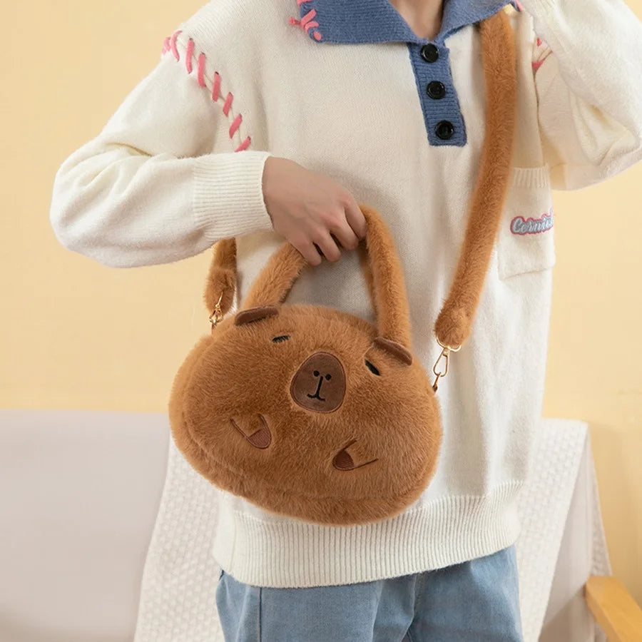 Zaino a forma di capibara in tessuto a coste, Zaini e borse perfetti per tempo libero.