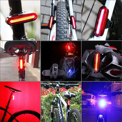 Luce anteriore/posteriore per bicicletta. Impermeabile, ricaricabile tramite USB.