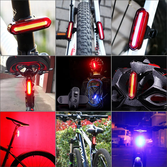 Luce anteriore/posteriore per bicicletta. Impermeabile, ricaricabile tramite USB.
