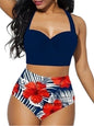 Costume bichini, set 2 pezzi a fascia larga, da donna. Push-up con stampa floreale: eleganza, dinamismo, comfort.