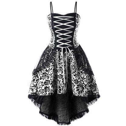 Abito costume per carnevale da donna stile vittoriano/gotico con merletti in pizzo.